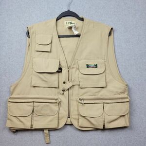 LL Bean Fishing Vest Mens Large Anglers Tan Retro Vintage New 海外 即決