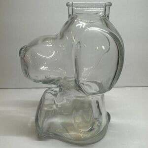 Vintage 1960s Clear Glass Snoopy Piggy Coin Bank Anchor Hocking 海外 即決