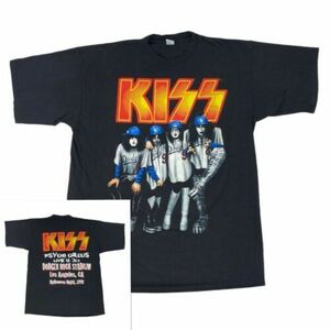 KISS Dodgers Rock Stadium T-Shirt Mens XL Black Band Psycho Circus Vintage Rare 海外 即決