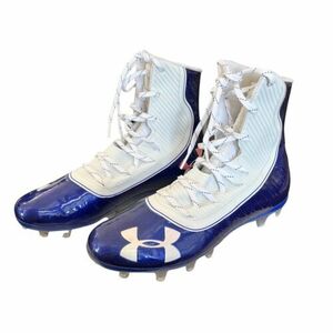 アンダーアーマー Cleats メンズ Size 9 White ブルー UA Highlight Football Shoes Gridiron 海外 即決