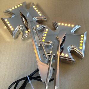 Chrome Custom LED turn siganl integrated mirror fit for Harley Electra Sportster 海外 即決