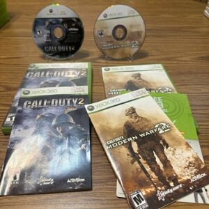 Call of Duty 2 & MW2 modern Warfare Xbox 360 Complete With Manual + Tested! 海外 即決