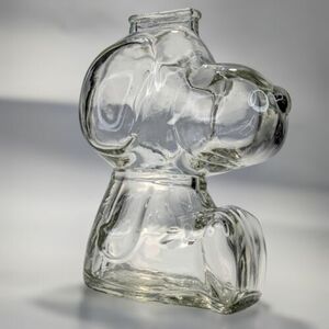 Vintage Peanuts Snoopy Anchor Hocking Coin Piggy Bank Heavy Clear Glass 6” 海外 即決