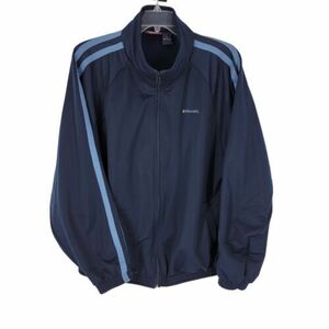 Spalding Blue Striped Jacket Zip Up Mock Neck Athletic XL 海外 即決