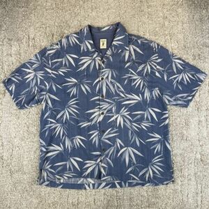 Jamaica Jaxx Men's 100% Silk Hawaiian Camp Shirt XXL Short Sleeve Leaf Print VTG 海外 即決