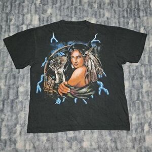 Vintage USA Thunder T-Shirt Native American Wolf Lightning 海外 即決
