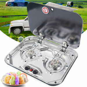 Stainless Steel Portable Boat Caravan RV Propane LPG Gas Stove 2 Burner Cook Top 海外 即決