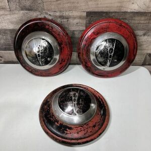 OEM 1936 1937 1938 1939 Ford Dog Dish Hubcap Wheel Covers Set Of 3 - Has Dents 海外 即決