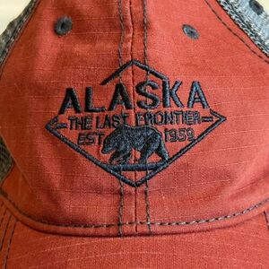 Alaska The Last Frontier 1959 Mesh Trucker Snapback Hat Cap Reddish Brown & Gray 海外 即決