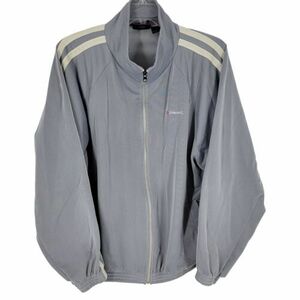 Vintage Spalding Athletic Men's Gray Striped Zip Up Track Jacket Polyester XL 海外 即決