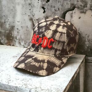 AC/DC Hat Baseball Cap Adjustable StrapBack Gray Tie Dye H3 Music Headwear Adult 海外 即決