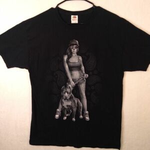 Vintage 2000's Tattoo Pitbull Mexican Cholo Vato California T-Shirt Size XL 海外 即決