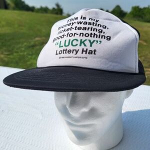 Funny Lottery Hat 1988 Harriet Carter Gifts Adult Size Adjustable Trucker Cap 海外 即決