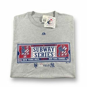 NWT 2011 Majestic MLB NY Mets Vs NY Yankees Subway Series Gray T-Shirt Mens L 海外 即決