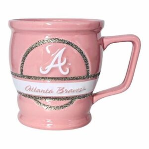 Atlanta Braves Major League Baseball 2009 Pink Gold Glitter 14 OZ Coffee Mug NEW 海外 即決