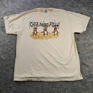 Delta Pro Weight Shirt Mens XL Beige Catch More Fish Funny USA Vintage 海外 即決