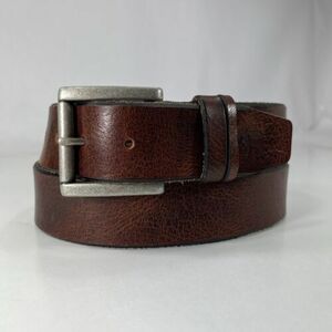 Wide Brown Genuine Leather Dress Belt - Men's Size 38 海外 即決