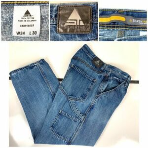 Silver Tab Levis Mens Jeans Carpenter Light Blue Size 34x30 VGC 海外 即決