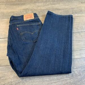 Levis 505 Jeans Mens 34x28 Blue Regular Fit Straight Leg Hemmed at 34x28 B9 海外 即決