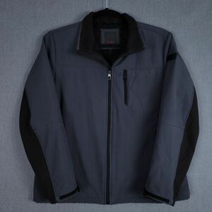 Tumi Jacket Mens Large Black Iron Gray Fleece Lined Full Zip Soft Shell F87219 海外 即決
