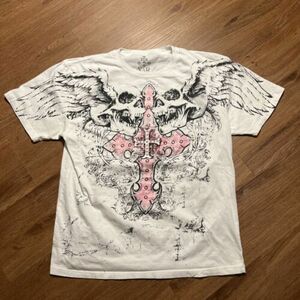 Vintage Affliction Look Alike Skulls Made In Usa T-shirt AOP 海外 即決