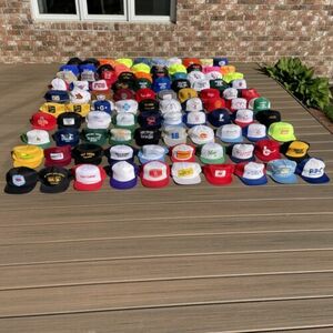 Vintage Trucker Hat Cap Lot Of 100 Mesh Foam Rope SnapBack, Strapback USA Patch 海外 即決