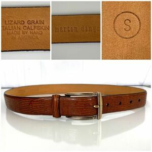 Martin Dingman Brown Lizard Grain Italian Calfskin Belt Men's Size Small VGC 海外 即決