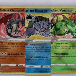 ポケモン GO TCG Radiant Venusaur 004/078 Charizard 011/078 Blastoise 018/078 Set 海外 即決