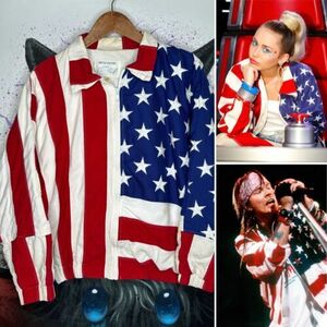 Vtg Limited Edition American Flag Miley Cyrus Axl Rose Full Zip Jacket Size M 海外 即決