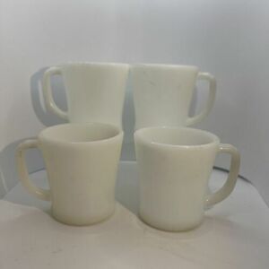 Lot 4 Vintage MILK GLASS Fire King Anchor Hocking "D" handle COFFEE MUGS/Cups 海外 即決