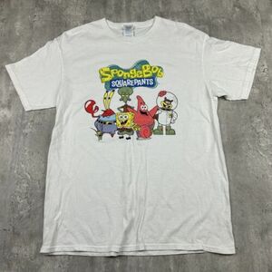 Vintage Spongebob T Shirt Men L White Short Sleeve Y2K Nickelodeon Cartoon 海外 即決