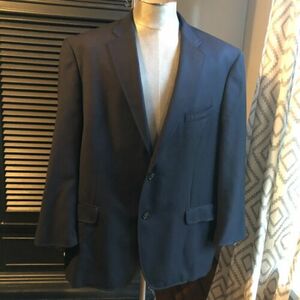 Tallia 48R Wool Blazer Jacket Solid Navy Blue Double Vented 2-Button 海外 即決