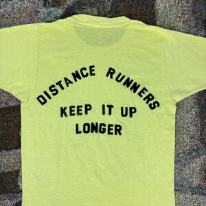 Vintage 70s 80s Playboy Distance Runners Keep It Up Longer T-Shirt XS Yellow 海外 即決