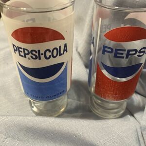 Vintage 12 Oz Pepsi-Cola Glass Pedestal Tumblers (2 海外 即決