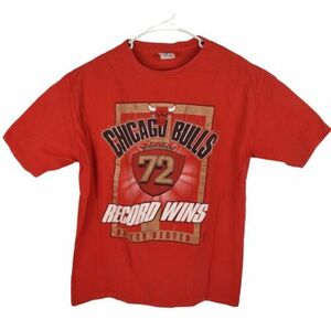 Vintage Chicago Bulls Nutmeg T-Shirt 90s Record Wins NBA Finals Mens XL 海外 即決