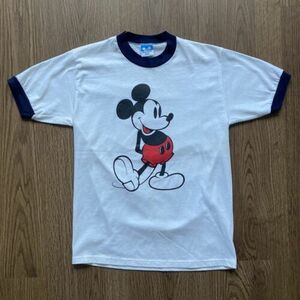 Vintage 80s Walt Disney Productions Mickey Mouse Ringer Style Cartoon Tshirt M 海外 即決