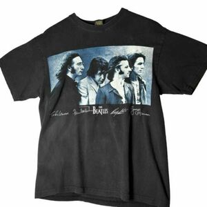 Vintage The Beatles Band T Shirt Portraits Faces Signature Paul John George A310 海外 即決