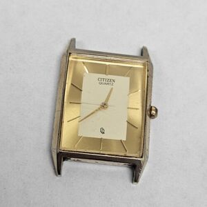 Vintage CITIZEN CQ Mens 34mm Quartz Men's Wrist Watch Gold Plated Case 海外 即決