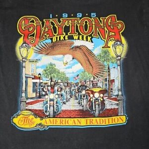 Vtg 1995 Daytona Beach Harley Bike Week Single Stitch Shirt American Tradition 海外 即決