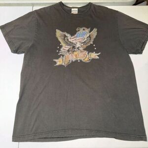 A1 Vintage Lucky Brand Born The Ride Eagle T Shirt Adult XL Black USA Mens 海外 即決