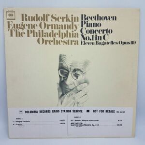 Rudolf Serkin/Ormandy BEETHOVEN ピアノ Concerto No.1 - Columbia ML 6238 NM PROMO 海外 即決