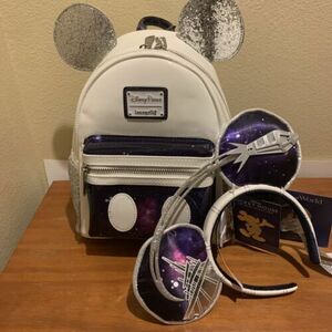 Loungefly Disney Mickey Mouse Main Attraction Space Mountain Backpack & Ear Set 海外 即決