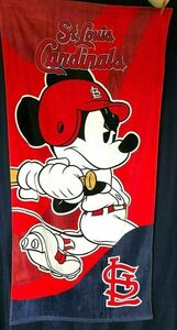 St. Louis Cardinals MLB & Mickey Mouse Towel "Wind Up" Beach Baseball TF 海外 即決