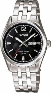 Casio LTP1335D-1AV Women's Standard Stainless Steel Day Date Black Dial Watch 海外 即決