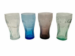 Coca-Cola 4-Lot Mixed Matched Embossed 16 oz. Fountain Soda Glasses Vintage 海外 即決