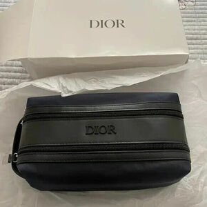 Dior Navy & Black Toiletry Bag Drop Kit Pouch Travel case, Dual Zipper, NEW 海外 即決