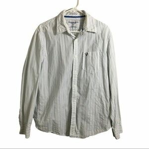 American Eagle mens vintage fit button down shirt. Sz Large white/blue 海外 即決