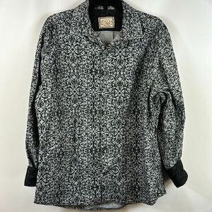 Vintage Italia | Men’s XL Grey Black Print Button Shirt 海外 即決