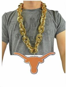 New NCAA TEXAS LONGHORNS GOLD BIG Fan Chain Necklace Made in USA 海外 即決