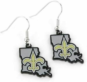 New Orleans Saints Football NFL State Design Charm Silver Dangle Earrings Set 海外 即決